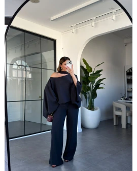 İNDİGO YARASA KOL FULARLI TAKIM