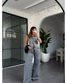 ANTRASİT DENİM YELEKLİ TAKIM 8229