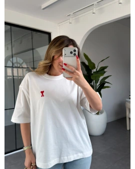 BEYAZ KALP NAKIŞLI T-SHİRT 261045