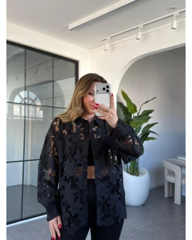 SİYAH GÜPÜRLÜ GÖMLEK