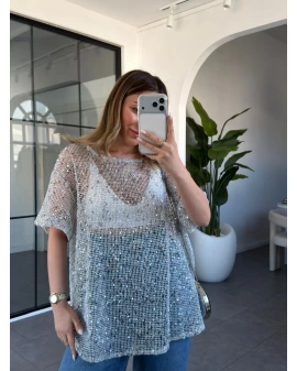 GRİ PULLU BLUZ 7878