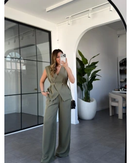 HAKİ YELEKLİ BOL PANTOLONLU TAKIM 37270