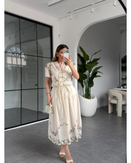 TAŞ NAKIŞLI CROP ETEK TAKIM 2609