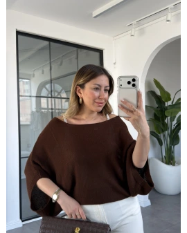 KAHVE İKİLİ TRİKO TAKIM BLUZ