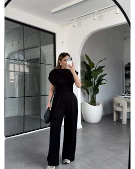 SİYAH KISA KOL MODAL TAKIM 23007