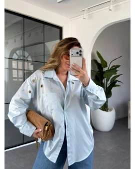 BEBE MAVİ İNCİ DETAY GÖMLEK