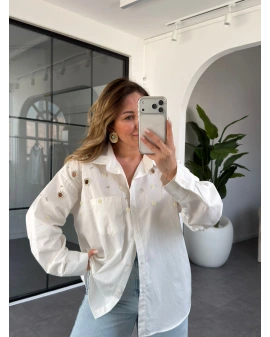 BEYAZ İNCİ DETAY GÖMLEK