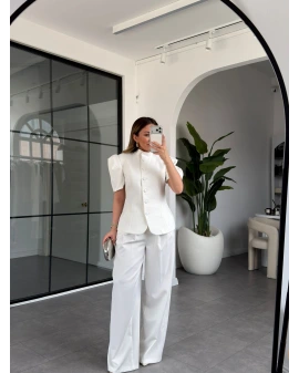 BEYAZ OMUZLARI HACİMLİ CEKET TAKIM 5657