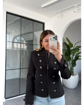 SİYAH APOLETLİ CEKET 9729