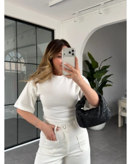 EKRU YANI BÜZGÜLÜ T-SHIRT 22982