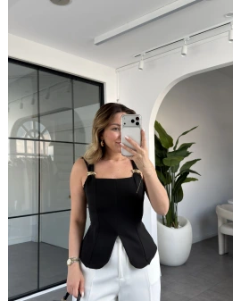 SİYAH GOLD TOKALI BLUZ 1047