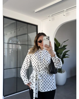 BEYAZ PUANTİYELİ GÖMLEK 5456