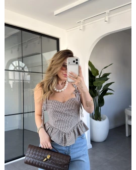 KAHVE PİTİKARE DESEN BÜSTİYER 2863