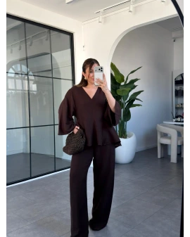 KOYU KAHVE GODELİ KETEN TAKIM 51347