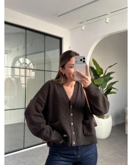 ACI KAHVE GOLD DÜĞMELİ CEP DETAY HIRKA