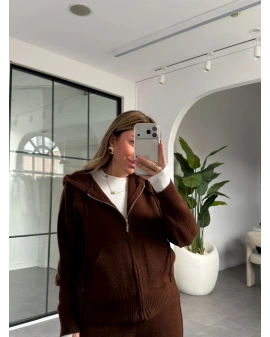 ACI KAHVE KAPÜŞONLU TRİKO TAKIM