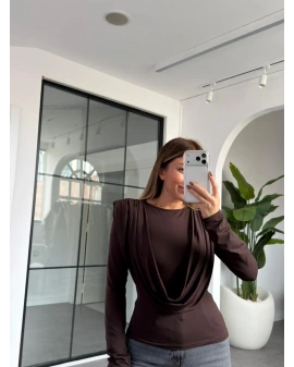 ACI KAHVE OMUZ VATKALI BLUZ