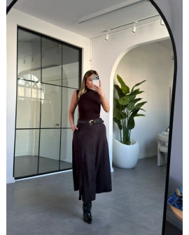 ACI KAHVE YIRTMAÇ DETAY SÜET ETEK