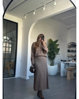 KARAMEL TRİKO ETEK ÜST TAKIM