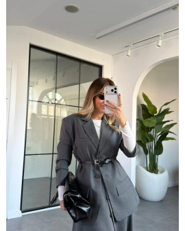 ANTRASİT ÇİFT CEPLİ KRUVAZE YAKA CEKET