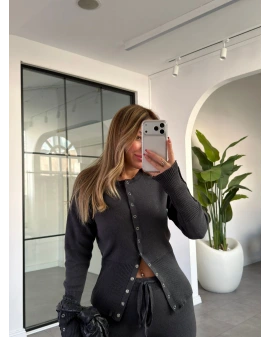 ANTRASİT ÇITÇIT DETAYLI TRİKO TAKIM