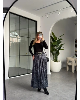 ANTRASİT DESENLİ PİLİSELİ ETEK