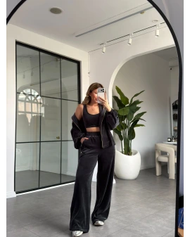 ANTRASİT KADİFE ÜÇLÜ TAKIM