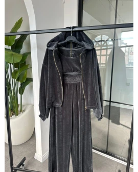 ANTRASİT KADİFE ÜÇLÜ TAKIM