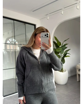 ANTRASİT KAPÜŞONLU TRİKO TAKIM