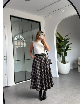 ANTRASİT KEMER DETAY ETEK