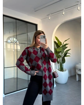 ANTRASİT POLO YAKA ATKILI TRİKO KAZAK