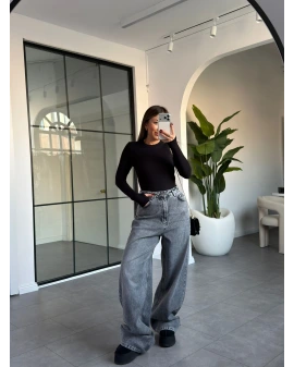 ANTRASİT WİDE LEG JEAN