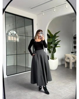 ANTRASİT YIRTMAÇ DETAY ETEK