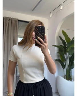 BEJ MASSİMO CROP T-SHİRT