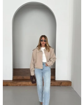 BEJ PİLE DETAYLI CEKET