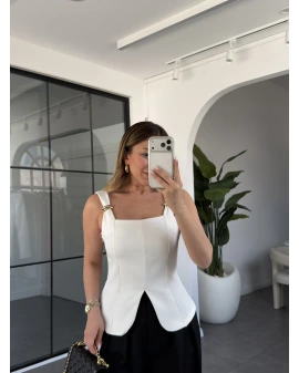 BEYAZ GOLD TOKALI BLUZ 1047