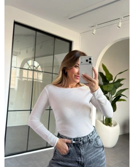 BEYAZ KAYIK YAKA TRANSPARAN BLUZ