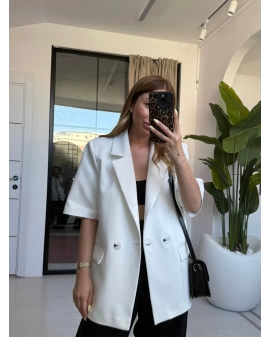 BEYAZ KISA KOLLU BLAZER CEKET