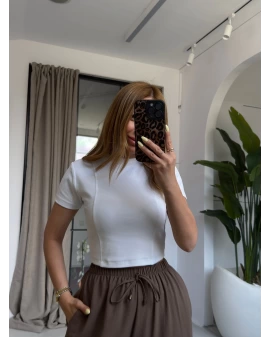 BEYAZ MASSİMO CROP T-SHİRT