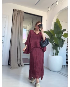 BORDO BLUZ ETEK TAKIM