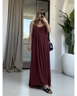 BORDO İP ASKI ORGANİK ELBİSE