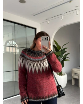 BORDO İSKANDİNAV DESEN KAZAK