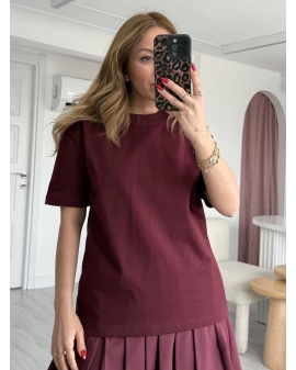 Bordo Marka Model Dekoratif Dikişli Pamuklu T-Shirt