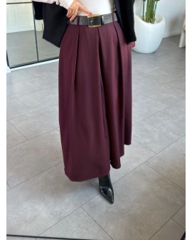 BORDO PİLİSELİ KEMERLİ ETEK