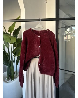 BORDO SAKALLI KALP DÜĞMELİ HIRKA