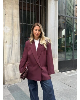 BORDO TEK DÜĞMELİ OVERSİZE BLAZER CEKET