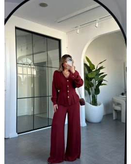 BORDO V YAKA BELDEN OTURTMALI CEKET TAKIM 03026