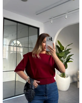 BORDO VATKALI KISA KOLLU TRİKO