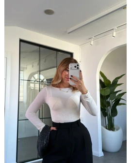EKRU DİLVİN KAYIK KAYA MODAL KAŞMİR BLUZ