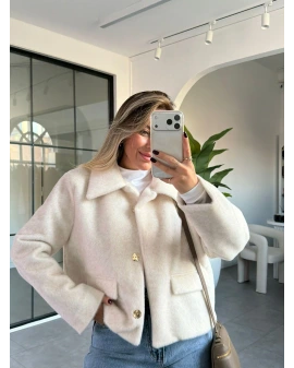 EKRU KISA KÜRK CEKET